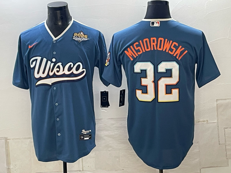 Men Milwaukee Brewers #32 Misiorowski blue Nike 2026 World Series MLB jersey 102307->milwaukee brewers->MLB Jersey